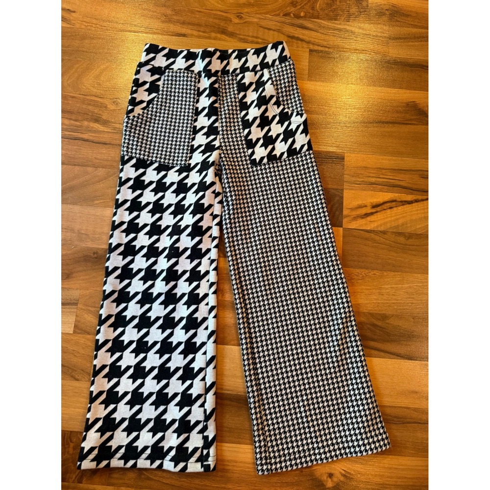 Finding Foxtale Pants Kids Size 6 Black White Mixed Houndstooth school classic